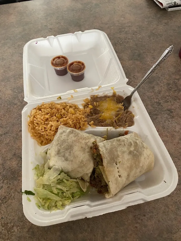 Carne Asada Burrito with Rice and Beans